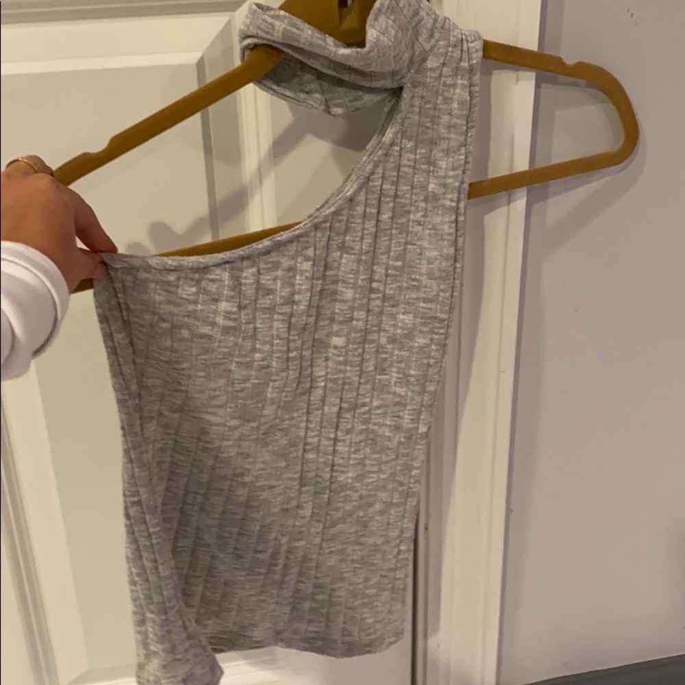 Grey One Shoulder Top